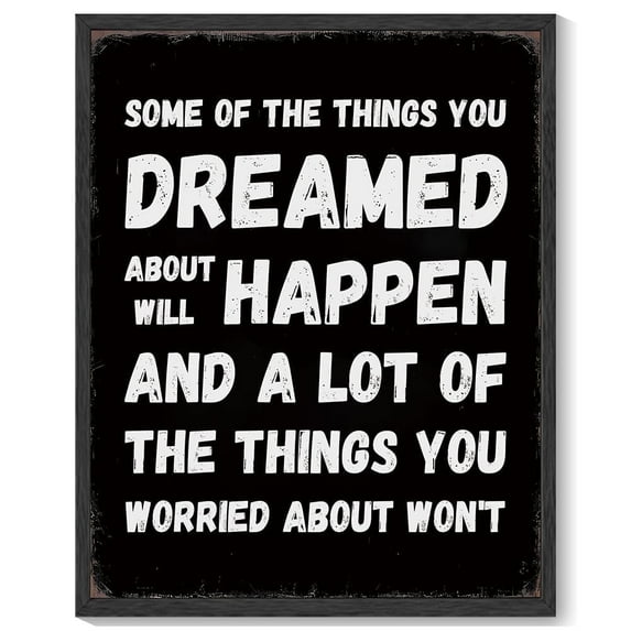 8x10in Black Framed Inspirational Wall Art Dreamed Will Happen Motivational Positive Quote Sayings Office Home Decor Prints Encouraging Posters Study
