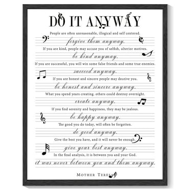 8x10in Black Framed Motivational Wall Art Inspirational Do It Anyway Quote Sayings Office Home Decor Canvas Prints Encouraging Positive Posters Painting