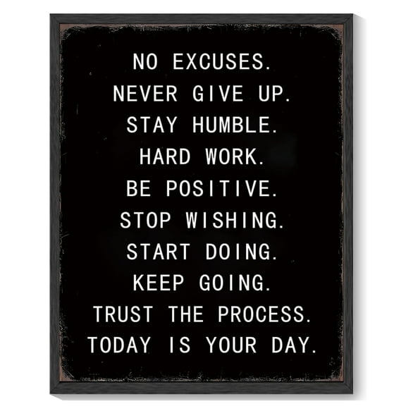 8x10in Black Framed Motivational Wall Decor Never Give Up Inspirational Quote Sayings Office Home Decor Prints Art Encouraging Be Positive Posters