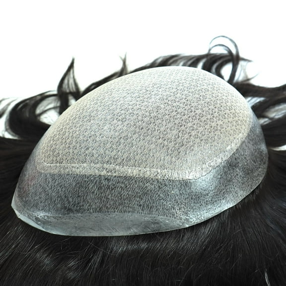 8x10in Injection Skin 0.10-0.12mm with Diamond Net in Body Hair Replacement Mens Toupee 100% Human Hair Natural Wave