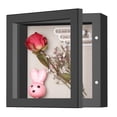 thumbnail image 1 of 8x10in Shadow Box Frame with Linen Back - Real Glass, Push Pins Included, Sturdy Rustic Memory Display Case, Fits 6.8x8.8 Inserts, Distressed White, 1 of 7