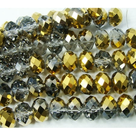 8x10mm 72 Beads 22'' Glazed Glass Faceted Rondelles For Jewelry Making