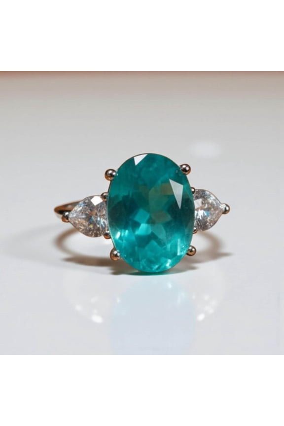 8x10mm Paraiba Tourmaline Solitaire Ring in Sterling Silver, Oval Cut Three Gemstone Ring For Girlfriend, Trendy Girlfriend Ring, Mothers Ring, Engagement Ring