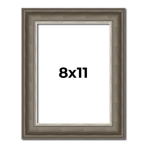 8x11 Frame Brown Solid Wood Picture Frame | 1.75 Inch Moulding Width | Austin Frame Complete with