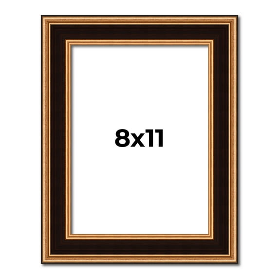 8x11 Frame Gold Brown Plein Air Vintage Solid Wood Picture Frame | 1.75 Inches Moulding Width |