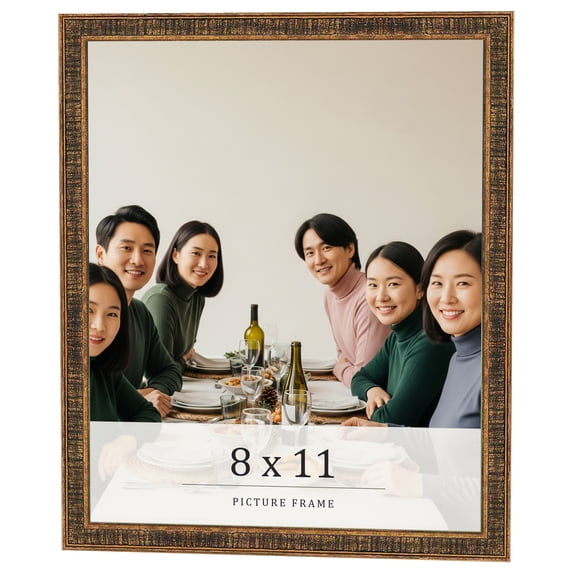 8x11 Frame Gold Kingsley Distressed Solid Wood Picture Frame Width 0.75 Inches | Interior Frame