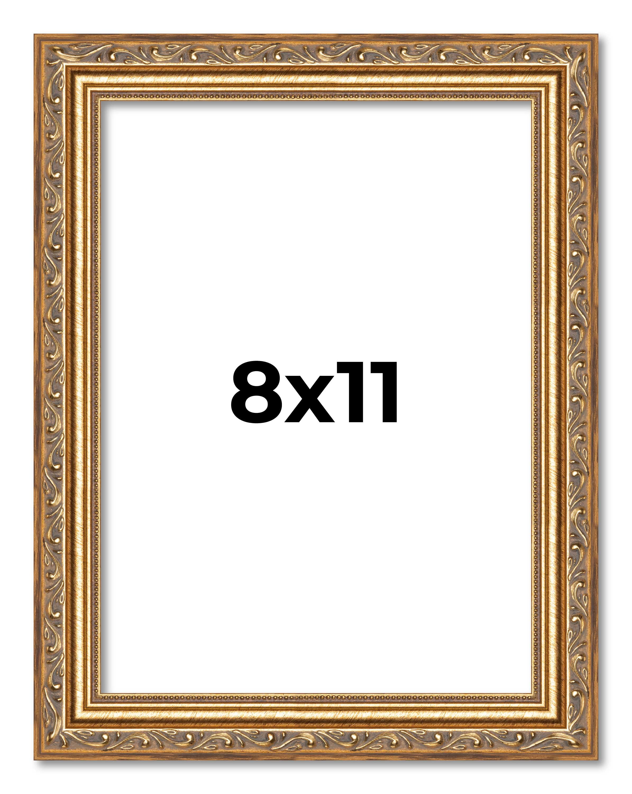 8x11 Frame Gold Solid Wood Picture Frame Width 1.25 Inches | Interior ...
