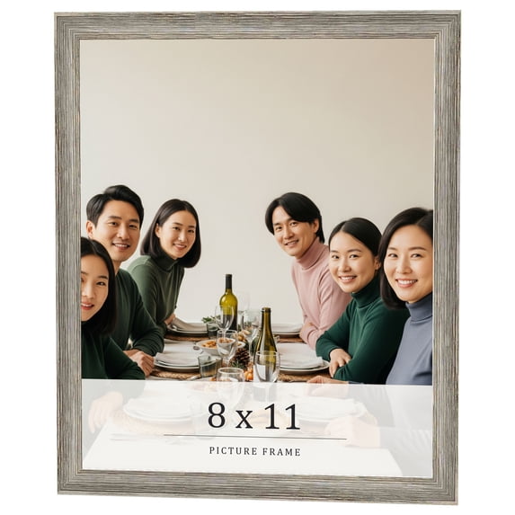 8x11 Frame Grey Solid Wood Picture Frame Width 1 Inches | Interior Frame Depth 0.5 Inches |