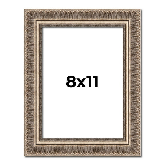 8x11 Frame Silver Harvest Ornate Solid Wood Picture Frame | 1.75 Inch Moulding Width |Mayflower