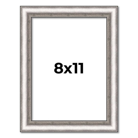 8x11 Frame Silver Real Wood Picture Frame Width 1.25 Inches | Interior Frame Depth 0.5 Inches |