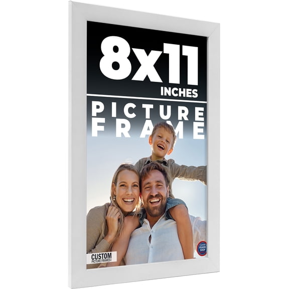 8x11 Frame White Solid Wood Picture Frame Includes UV Acrylic Shatter Guard Front, Acid Free Foam