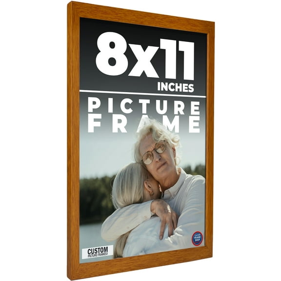 8x11 Honey Brown Real Wood Picture Frame Width 0.75 inches | Interior Frame Depth 0.5 inches | Warm