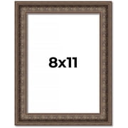 8x11 Ornate Brown Real Wood Picture Frame Width 1.5 Inches | Interior Frame Depth 0.5 Inches | Zisa