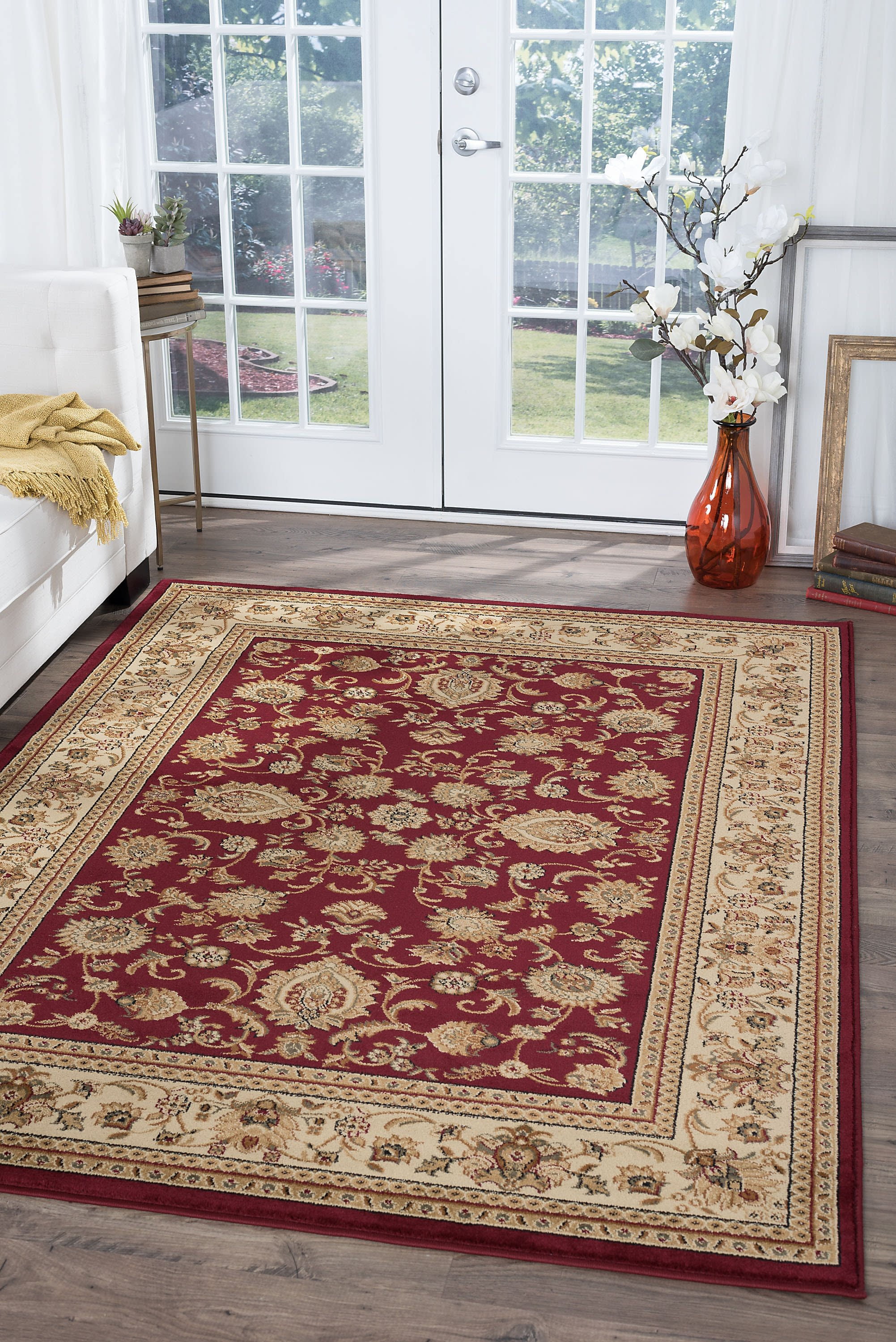 8x11 Transitional Red Large Area Rugs for Living Room | Bedroom Rug ...