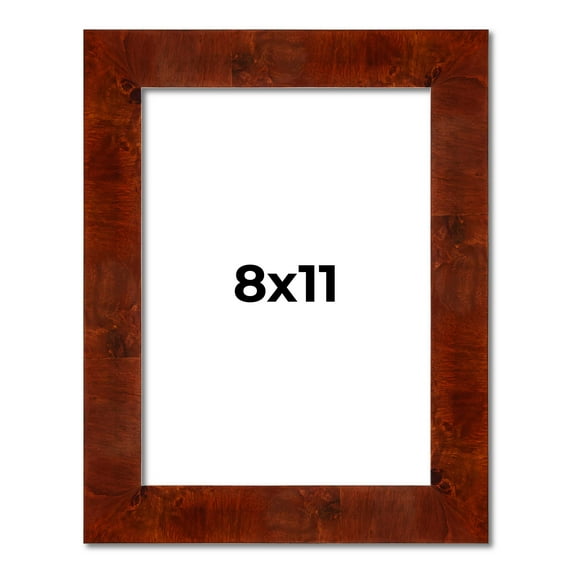 8x11 Walnut Brown Veneer Real Wood Picture Frame Width 1.75 inches | Interior Frame Depth 0.5