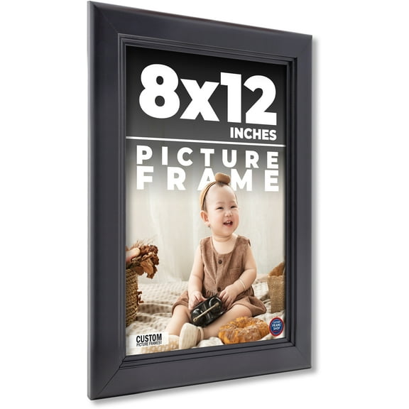 8x12 - 8 x 12 Contemporary Black Solid Wood Frame with UV Framer's Acrylic & Foam Board Backing -