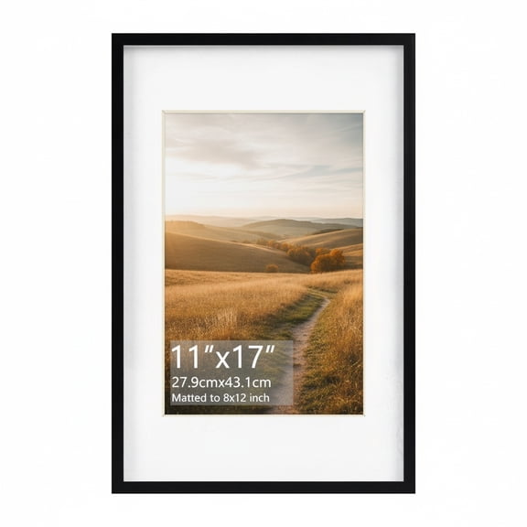 8x12 Black Picture Frame, 1 Pack - Fits 11x17 without Mat / 8x12 with