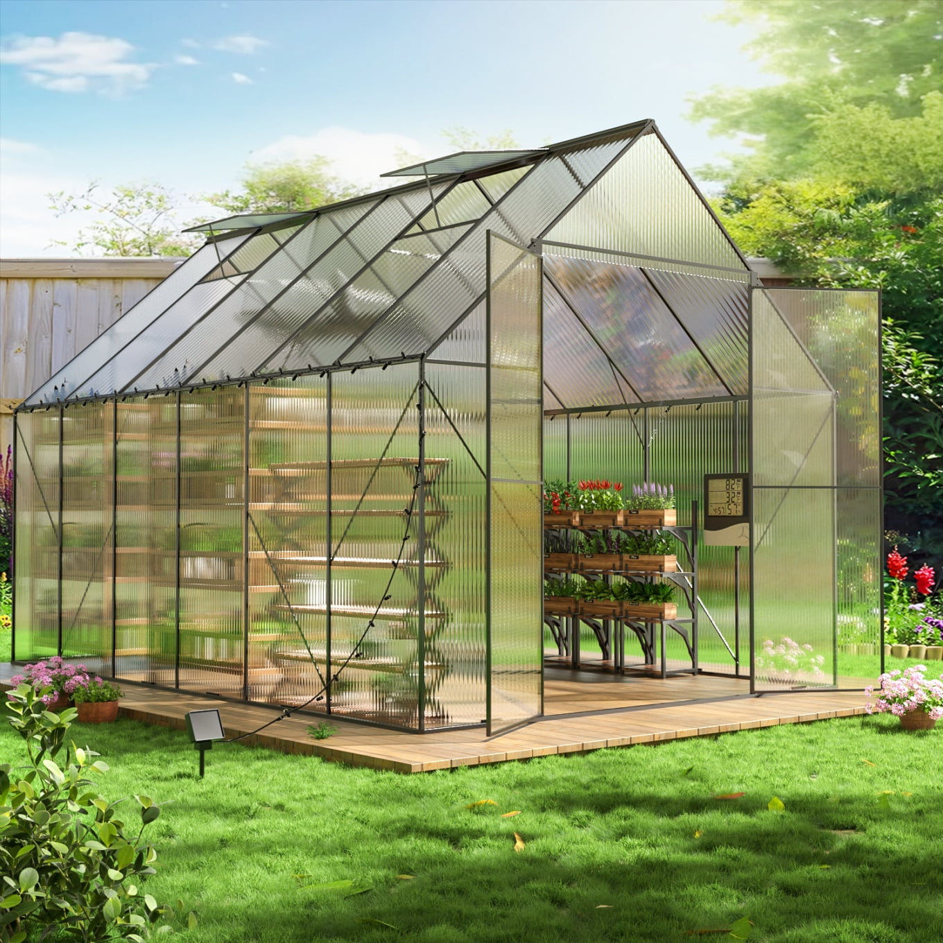 8x12 FT Greenhouse for Outdoors, Heavy Duty Storage Shed with