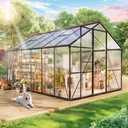 8x12 FT Greenhouse for Outdoors, NEORIVER Quick Assembly Polycarbonate Green House with UV Protection, Heavy-Duty Windproof Aluminum Frame, Adjustable Roof Vent   for Backyard, Garden or Patio