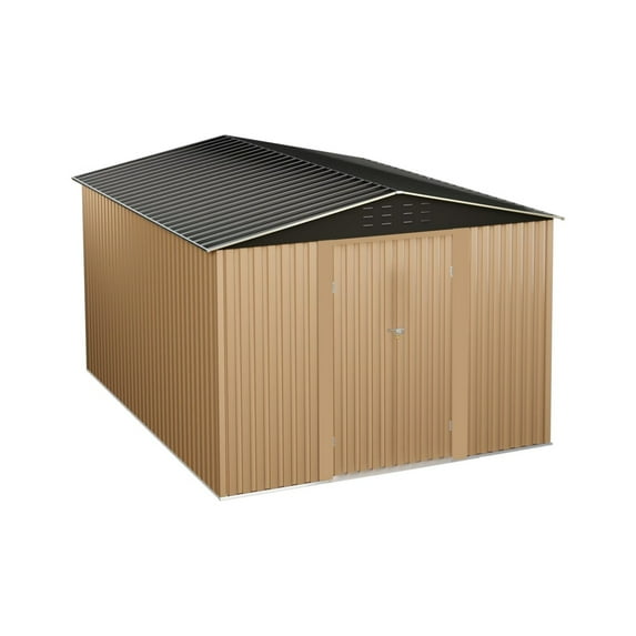8x12 FT Outdoor Storage Shed,Large Garden Shed,Large Metal Tool Sheds with Slooping Roof and Vents,Updated Reinforced and Lockable Doors Frame Metal Storage Shed for Patiofor Backyard,Patio,Garage