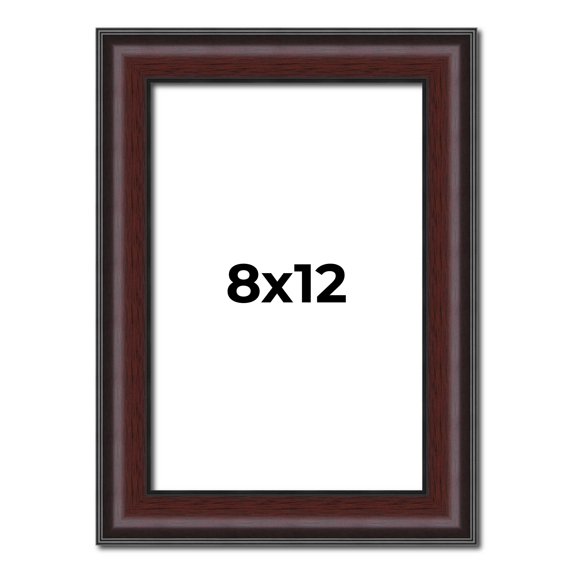 8x12 Frame Brown Round Mahogany Solid Wood Picture Frame | 1.625 Inch Moulding Width | with UV
