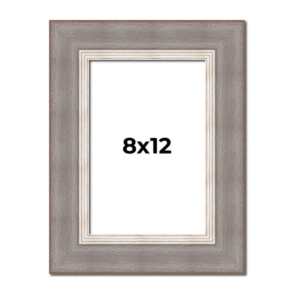8x12 Frame Grey Real Wood Picture Frame Width 2.75 Inches | Interior Frame Depth 0.5 Inches | Linus
