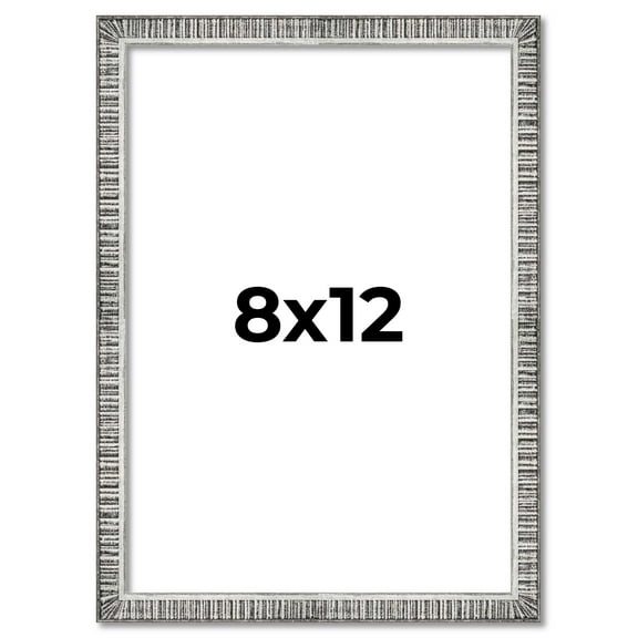 8x12 Frame Silver Grey Distressed Solid Wood Picture Frame | 0.75 Inch Moulding Width | Interior