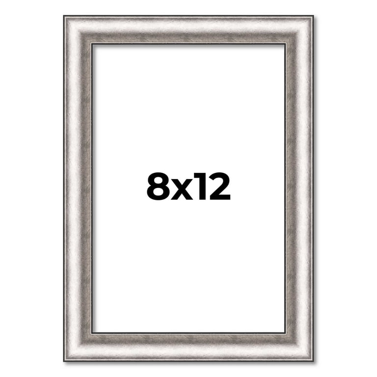 8x12 Frame Silver Real Wood Picture Frame Width 1.25 Inches