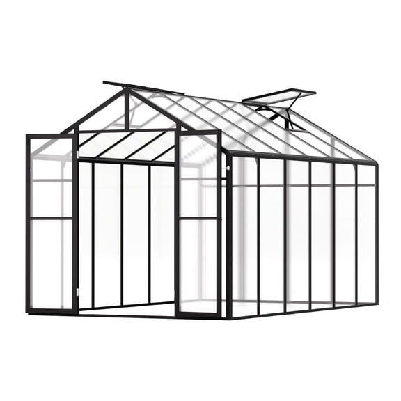 8x12 Ft Polycarbonate Greenhouse Outdoor Walk-in Garden Greenhouse, UV Protection, Ventilation System, Aluminum Frame, Sunroom Garden Room