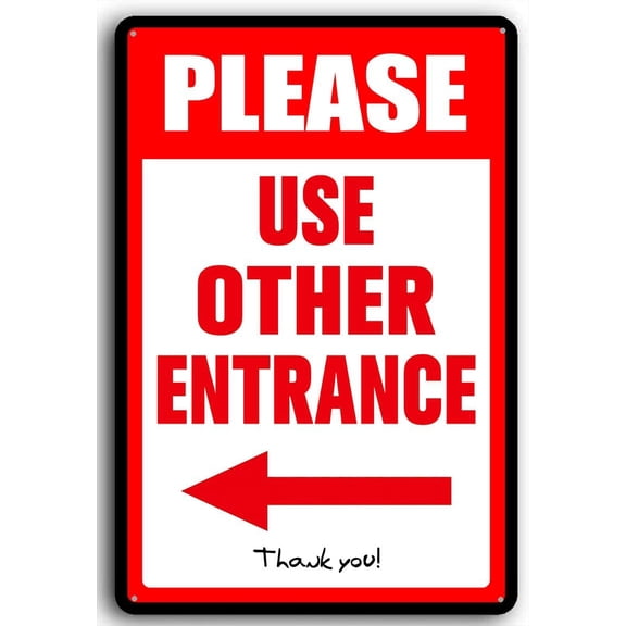 8x12 Inch Aluminum Please Use Other Entrance Sign with Left Arrow Metal Sign for Enter Outdoor Business Office Use, Weather Resistant Long Lasting Ink