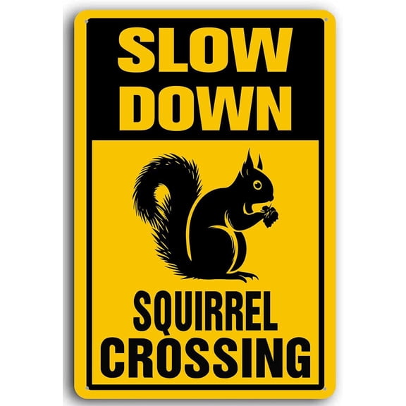 8x12 Inch Aluminum Slow Down Squirrel Crossing Sign Slow Down Signs Metal Caution Slow Sign for Yard Outdoor Use, Weather Resistant, Waterproof, Durable Ink