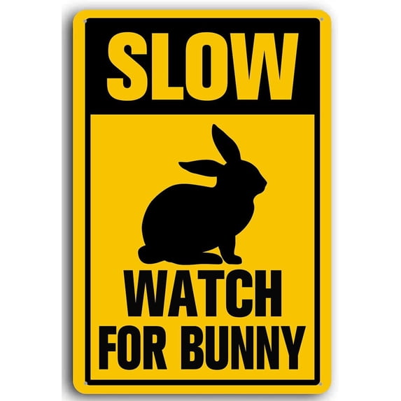 8x12 Inch Aluminum Slow Watch for Bunny Sign Slow Down Signs Metal Caution Slow Bunny Crossing for Yard Outdoor Use, Weather Resistant, Waterproof, Durable Ink