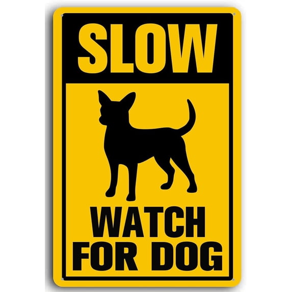8x12 Inch Aluminum Slow Watch for Dog Sign Slow Down Signs Metal Caution Slow Dog Crossing for Yard Outdoor Use, Weather Resistant, Waterproof, Durable Ink