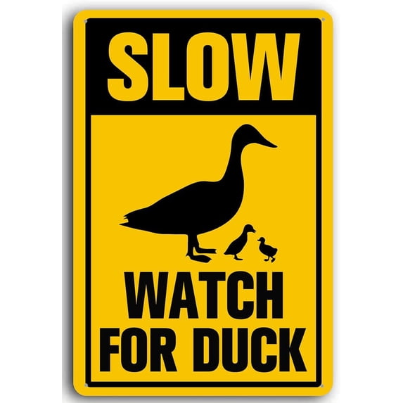8x12 Inch Aluminum Slow Watch for Duck Sign Slow Down Signs Metal Caution Slow Duck Crossing for Yard Outdoor Use, Weather Resistant, Waterproof, Durable Ink