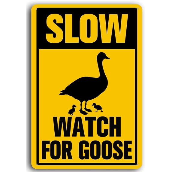 8x12 Inch Aluminum Slow Watch for Goose Sign Slow Down Signs Metal Caution Slow Goose Crossing for Yard Outdoor Use, Weather Resistant, Waterproof, Durable Ink