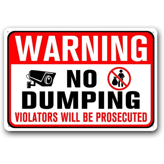 8x12 Inch Aluminum Warning No Dumping Sign Metal Private Dumpster Sign Indoor/outdoor Use Weather Resistant Long Lasting Ink