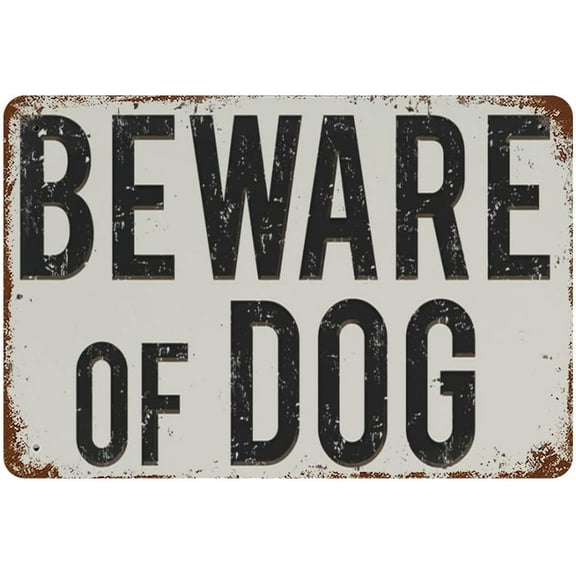 8x12 Inch Beware Of Dog Metal Sign Wall Gate Or Fence Mounting Retro Plaques For Nursery Farmhouse Bedroom Cafe Home Coffee Bar Pub Kitchen Bathroom Garden Yard Funny Wall Art Decor