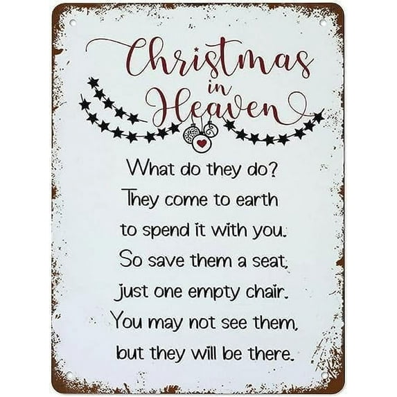 8x12 Inch Christmas In Heaven Vintage Tin Sign Poem In Memory Of Loved Ones Metal Poster Memorial Gift Sympathy Gift Condolence Memorial Loss Of Gift Room Home Decor Signs