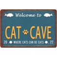 thumbnail image 1 of 8x12 Inch Custom Welcome Cat Cave Tin Sign Personalized Garage Signs Home Bathroom Room Wall Decor Metal Sign, 1 of 6