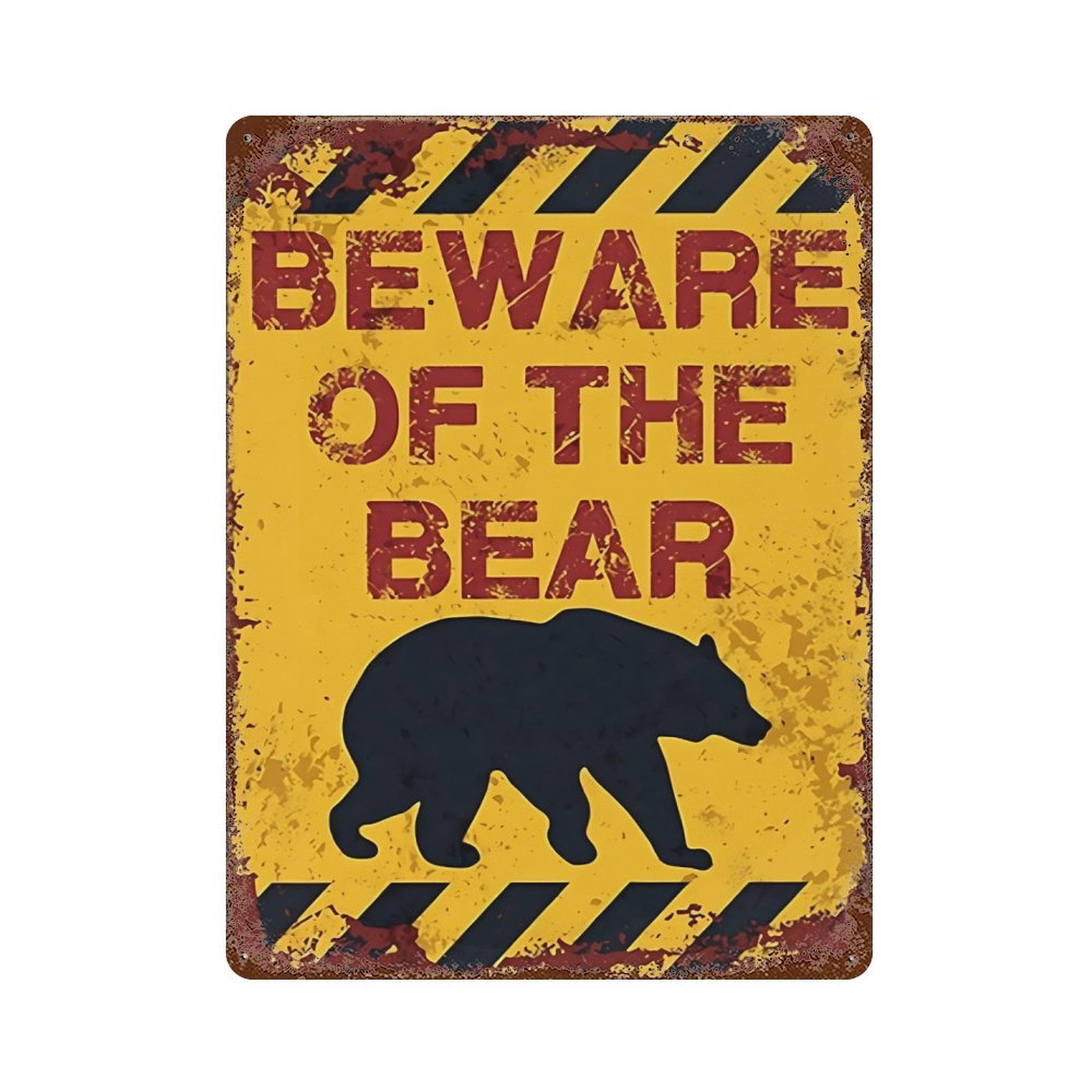 Beware Designs 8x12 Inch Design Beware The Bear Tin Metal Decorative Wall Paintings ...