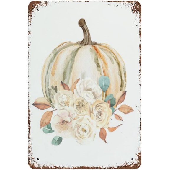 8x12 Inch Fall Wall Art Thanksgiving Vintage Metal Tin Sign Decor Pumpkin Decor Pumpkins Fall Decor For Farmhouse Cafe Home Bar Pub Coffee Kitchen Bathroom Garden Yard Funny Wall Decor