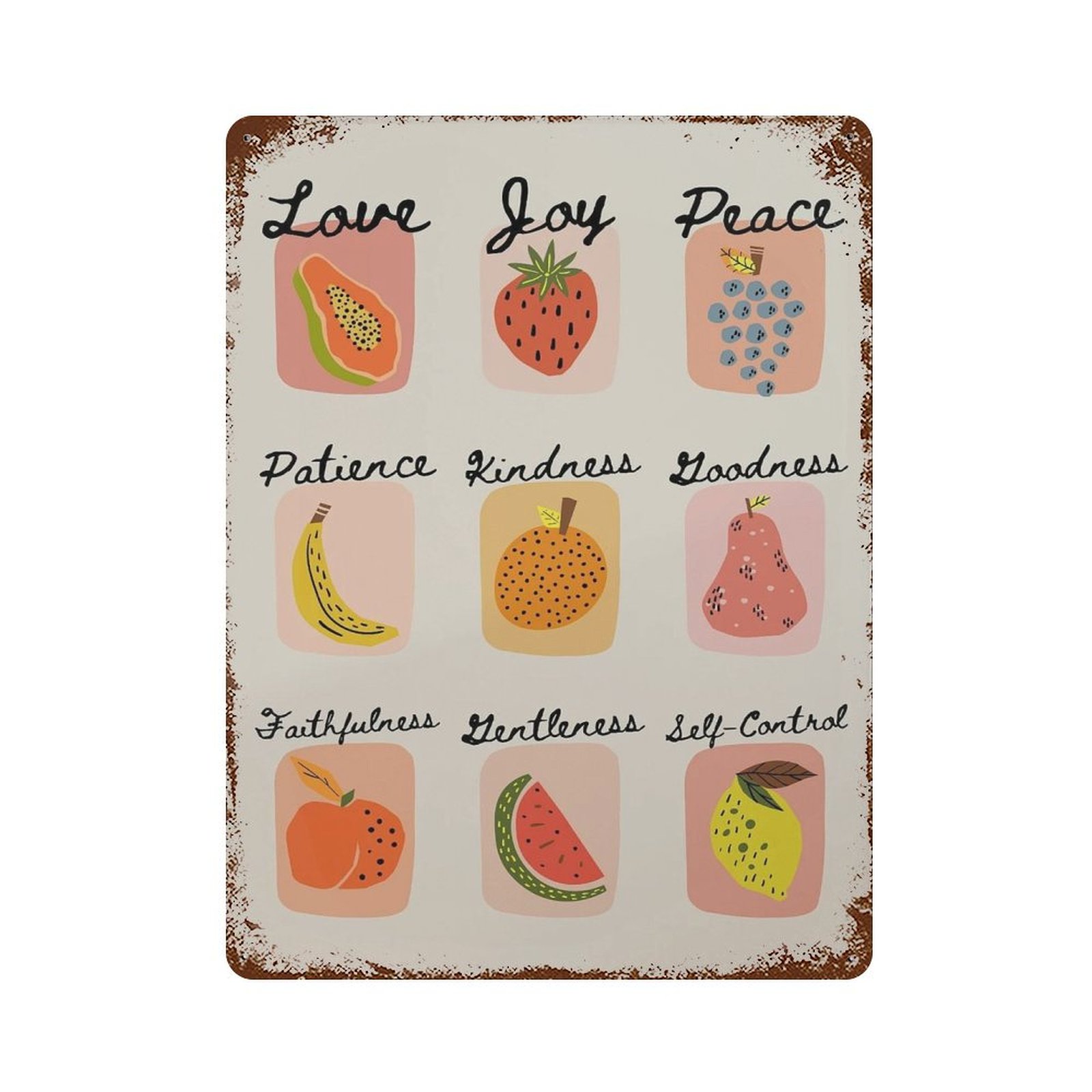8x12 Inch Fruit of The Spirit Art Print Retro Christian Wall Art ...