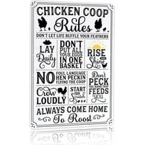 8x12 Inch Funny Chicken Coop Rules Tin Sign Retro Vintage Rustic Plaque Chicken Decor Sign For Outdoor Farmhouse Barn Home Decor Aluminium Sign