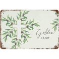 8x12 Inch Golden Cross Fun Vintage Metal Tin Sign Wall Deco Art Poster