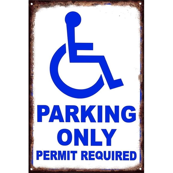 8x12 Inch Handicapped Parking Only Permit Required Sign Reflective Sheeting Sturdy Rust Free Aluminum, Waterproof And Durable Ink, Easy Mounting Indoor Or Outdoor Use