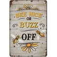thumbnail image 1 of 8x12 Inch Honeybee Signs - Bee Nice Or Buzz Off - Metal Hanging Sign, Funny Warning Signage, Great Farmhouse Display And Bee Hive Farm Decoration, Honey Bee Decor And Gift, Use Indoors Outdoors, 1 of 6