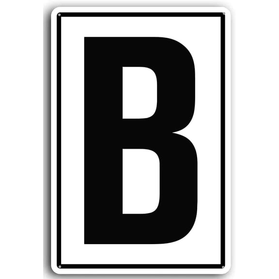 8x12 Inch Letter Sign B Metal Lettered Signs Parking Lot Letter Sign for Yard Outdoor Use, Parking Lots, Floor and Public Spaces, Weather Resistant, Waterproof, White