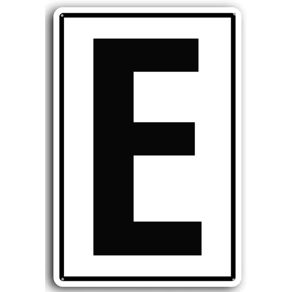8x12 Inch Letter Sign E Metal Lettered Signs Parking Lot Letter Sign for Yard Outdoor Use, Parking Lots, Floor and Public Spaces, Weather Resistant, Waterproof, White