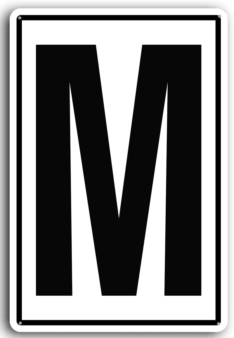8x12 Inch Letter Sign M Metal Lettered Signs Parking Lot Letter Sign ...