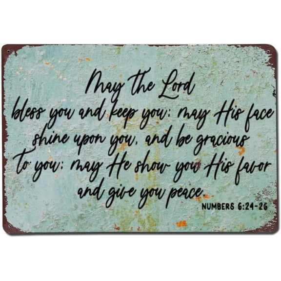 8x12 Inch May The Lord Bless You And Keep You Metal Sign,Retro Rustic Quote Saying Words Bar Men Cave Garden Wall Art,Festival Party Farmhouse Aluminum Sign,Home Decor Gifts For Classmates Friends